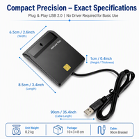 Lecteur de carte à puce compact OEM Lecteur de carte externe USB 2.0 ports pour cartes à puce de débit EMV Sim ISO7816