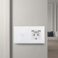Bingoelec Touch Wall Light 1 Gang 1 Way Switch et prise EU 16A Allemagne avec double port USB A + A, 2.1A pour la maison