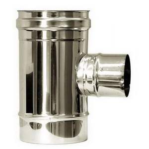 Tuyau de fumée en acier inoxydable isolé à double paroi 80 DN 250/300 Raccord en T à 90 ° réduit - Product Image 1