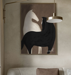 Dipinto Astratto di Cavallo <span class=keywords><strong>Bianco</strong></span> <span class=keywords><strong>e</strong></span> <span class=keywords><strong>Nero</strong></span> su Tela, Decorazione Murale per Casa, Personalizzabile, Produzione 2023 - Product Image 3