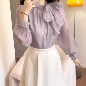 Primavera e autunno nuovo temperamento camicia a maniche lunghe stile straniero senzio stile pigro design senso della camicia da donna - Product Image 5
