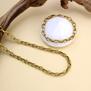 Nouveau Collier Chaîne Grains <span class=keywords><strong>de</strong></span> <span class=keywords><strong>Café</strong></span> en Acier Inoxydable Plaqué <span class=keywords><strong>Or</strong></span> 18K pour Hommes et Femmes, Bijoux Géométriques, Cadeaux - Product Image 3