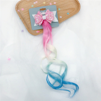 MIO Extensions de cheveux bouclés colorés pour enfants mignon dessin animé licorne perruque pinces à cheveux Double arc-en-ciel épingle à cheveux enfants accessoire de cheveux