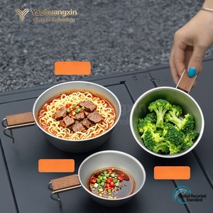 Aluminum <b>Camping</b> Pot With Wooden Handle Portable Outdoor Cooking Pot All Seasons Use - Product Image 5