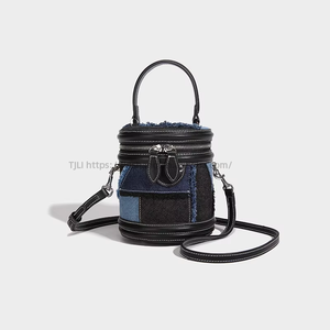 Design Western Style <b>Bucket</b> Bag Denim Stitching Casual Satchel Versatile Crossbody <b>Small</b> Bag Popular Fashion Style Tanjing - Product Image 6