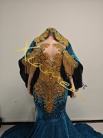 Robe de soirée sur mesure Ocstrade, ornée de perles, avec cape à capuche, strass étincelants, pour occasions formelles et fêtes, personnalisable