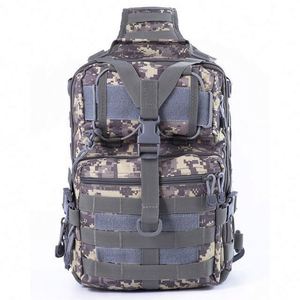 Échantillon gratuit BSCI Sac à bandoulière tactique pour l'extérieur, sac à bandoulière de poitrine, sac à dos de voyage, tissu camouflage, imperméable, nylon Oxford - Product Image 4