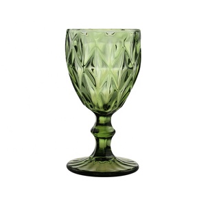 Calici da Vino in Vetro Europeo Blu Fumo, Verde e Viola, Realizzati a Macchina, Bicchieri d'Acqua con Rilievo, Calici Vintage per Matrimoni - Product Image 4
