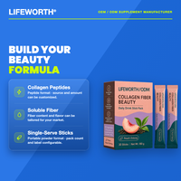 LIFEWORTH Peach Oolong Collagen Peptides Fibres Poudre Beauté en Sachets 30 Bâtonnets Poids Net 180g Boisson Quotidienne Riche en Protéines