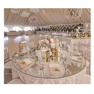 60 72 pulgadas boda redondo PE <span class=keywords><strong>espejo</strong></span> hoja <span class=keywords><strong>Mesa</strong></span> acrílico oro y plata <span class=keywords><strong>espejo</strong></span> boda mesas Tops - Product Image 1