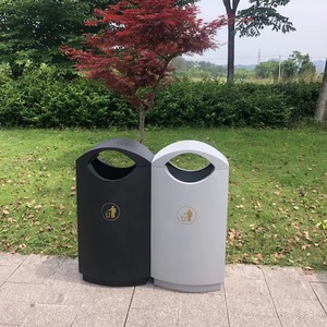 Contenedor de Basura Metálico para Exteriores, L50*W33*H97cm, Redondo, de Chapa Galvanizada, para Parques, Comunidades y Supermercados - Product Image 1