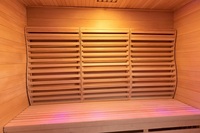 Ruang Sauna Tradisional 3-4 Orang, Kayu Hemlock Finlandia, Dengan Bangku Ganda dan Pemanas Listrik