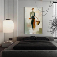 Impression sur toile encadrée d'une femme abstraite figurative, style contemporain, décoration murale intérieure, peinture à l'huile texturée, portrait