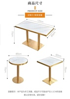 Ensemble de table à manger en acier inoxydable doré moderne et luxueux, facile à nettoyer, pour café, bistrot, bar, restaurants