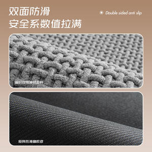 Alfombra de baño de chenilla de color sólido, rectangular, absorbente, de diseño minimalista para el área del baño y el inodoro. - Product Image 3