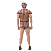 Disfraz de Cosplay para Hombre, Camisa Transparente con Cuello de Capa a Cuadros, Pantalones Cortos a Cuadros con Boina, Conjunto de Lencería para Adultos, Halloween, Carnaval