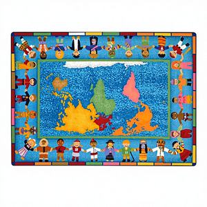 Alfombra de Juego para Bebés y Niños Pequeños, Alfombra de Mapa del Mundo con Diseño de Manos Entrelazadas, Alfombra de Algodón Grande de 2 cm para Jardín de Infancia, Alfombra de Alfabeto para Preescolar - Product Image 1