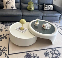 Table basse ronde en bois de style nordique moderne de luxe avec tiroirs extensibles, design multifonctionnel en verre pour salon, décoration de meubles, dernière collection