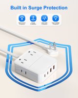 Adaptateur secteur à commutation avec prise US noire 20W PD VOOC 2.0 5V/1A, 4 prises, 2 ports USB-A, 2 ports USB-C, résistant au feu, pour téléphones mobiles et ordinateurs portables