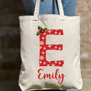 Keymay Custom Printed Christmas Casual Canvas Tote Bag <b>Open</b> Closure Ladies Travel Beach Shopping Handmade Holiday Gifts Cotton - Product Image 4