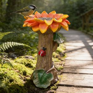 Mangeoire à oiseaux en forme de nid de moineau en résine, ornement de jardin, décoration pastorale extérieure, artisanat - Product Image 4