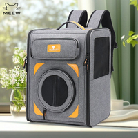 Sac à dos de transport pour animaux de compagnie en toile grise avec poche de rangement avant, sac à dos de voyage ventilé pour chat, portable, pour les visites chez le vétérinaire et les promenades