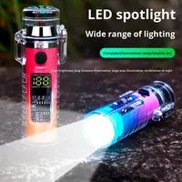 Briquet à arc rechargeable 3-en-1 et lampe torche |   Porte-clés boussole, outil portable multifonctionnel
