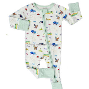 All'ingrosso pagliaccetto con cerniera per bambini in bambù di Halloween carino un pezzo per la ragazza autunno ghianda sorrisi stampa manica lunga pigiami abbinati per bambini - Product Image 5