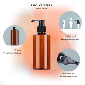 Bouteille de shampooing en plastique PET vide, ambrée, verte, transparente, avec pompe noire ou blanche, personnalisable avec logo, pour sérum et crème corporelle. - Product Image 6