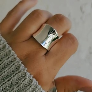 yunnique Minimalist Irregular Silver <b>Ring</b> Electroplated Polished Closed End Geometric Jewelry for Women Gift - Product Image 2