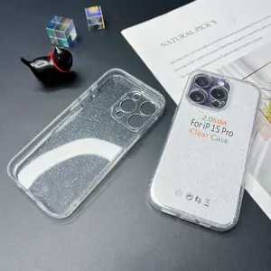 Hot Selling 2.0Mm Clear Case Voor Iphone 15 Pro Max Glitter Case Transparant Zacht Tpu Schokbestendig Case