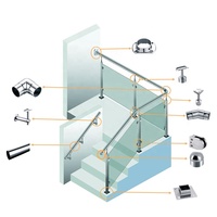 Accessoires en acier inoxydable pour verre, balustrades et rampes pour marches extérieures et garde-corps de balcon, modèles de grilles, rampes d'escalier pour hôpitaux