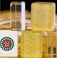 Tuiles de Mahjong en Acrylique Cristal Doré Haut de Gamme - Brillantes, Résistantes à l'Eau et Durables, Écologiques