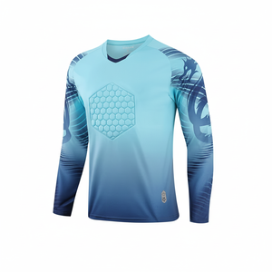 Ensembles de maillots de gardien de but de football à manches longues pour hommes, imprimés par transfert thermique, haute qualité, uniformes d'entraînement pour adultes, 100 % polyester - Product Image 2