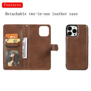 Genuine Pu Leather Card Slots Phone Case For Iphone 14 13 12 11 Pro Max Flip Wallet Case For Iphone 6 7 8 13 Pro Max