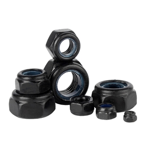 Cao cấp màu đen tráng thép không gỉ 304 Nylon khóa Hex hạt điện di chống nới lỏng <span class=keywords><strong>nylock</strong></span> hạt - Product Image 2