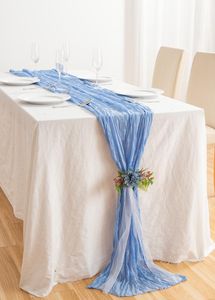 Stock Violet Rouge Gaze Semi-Transparent Chemin De Table Nappe En Tissu Froissé Pour <span class=keywords><strong>Fromage</strong></span> Table Fête Vaisselle Décorations - Product Image 5