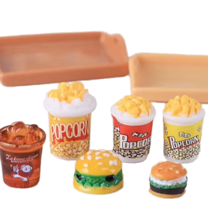 Comida en miniatura encantos realistas dibujos animados lindo personalizado 3D personaje plástico palomitas casa de muñecas jardín de infantes juego de simulación juguete para chico - Product Image 1