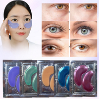 Masques pour les yeux en hydrogel de silicone au collagène cristallin multicolores, véganes, OEM, marque privée, thé vert, algues marines, logo personnalisé, vitamine C à base de plantes