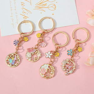 Porte-clés créatif série Océan pour filles, mignon, à suspendre au sac d'école, en métal, avec anneau unique - Cadeau personnalisé, pendentif pour clés de voiture - Product Image 6