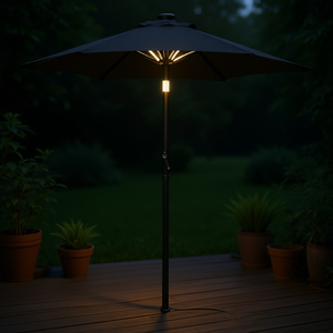 Parasol de jardin en aluminium 78,7x83,1 pouces noir avec éclairage LED pour usage extérieur - Product Image 2