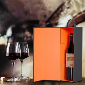 Изготовленный на заказ логотип Роскошный портативный оптовая продажа Складная упаковка для вина Магнитная застежка складная коробка для шампанского вина Подарочная коробка