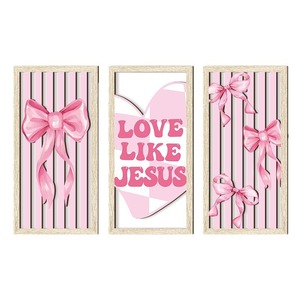 KingWIN Pink Bow Wooden <b>Wall</b> Hanging <b>Framed</b> Decor For Girl Room Home Valentine'S Day Decoration - Product Image 5
