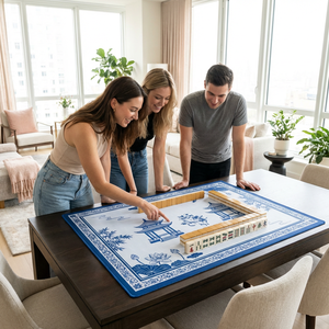 Tapis de Mahjong pliable de luxe à motifs multicolores personnalisés, tapis de table en caoutchouc naturel ultra dense, pour les voyages - Product Image 3