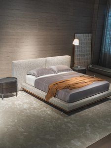 Cama Brera, Estilo Italiano Minimalista, de Lino y Algodón, para Dormitorio Grande, 1.8 Metros, Doble, Extra Ancha, Estilo Italiano de Guangdong - Product Image 1
