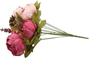 Simulated European Style Realistic Silk Artificial Peonies Flowers <b>Spring</b> Color 13-Piece Wedding Props Home & Room <b>Decoration</b> - Product Image 3