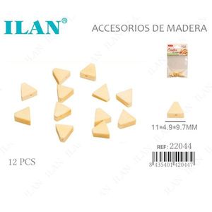 Perline di legno Ilan triangolari 11x4,9x9,7 mm 12 pezzi per abbigliamento - Product Image 1