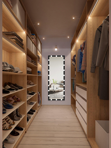 BEAUTME <span class=keywords><strong>Espejo</strong></span> de piso para dormitorio <span class=keywords><strong>con</strong></span> luces, 22 <span class=keywords><strong>bombillas</strong></span> LED Marco de aluminio <span class=keywords><strong>Espejo</strong></span> de <span class=keywords><strong>cuerpo</strong></span> completo grande <span class=keywords><strong>con</strong></span> luces Negro - Product Image 2