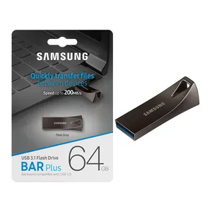 진짜 용량 삼성 바 플러스 USB 3.1 플래시 드라이브 32GB 64GB 128GB 256GB USB 펜 드라이브 삼성 300 메가바이트/초 금속 USB 메모리 스틱