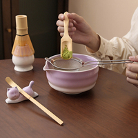 Ensemble Matcha 7 pièces avec fouet en céramique, support pour fouet, fouet en bambou Chasen pour une cérémonie du thé japonaise authentique, boîte cadeau Matcha